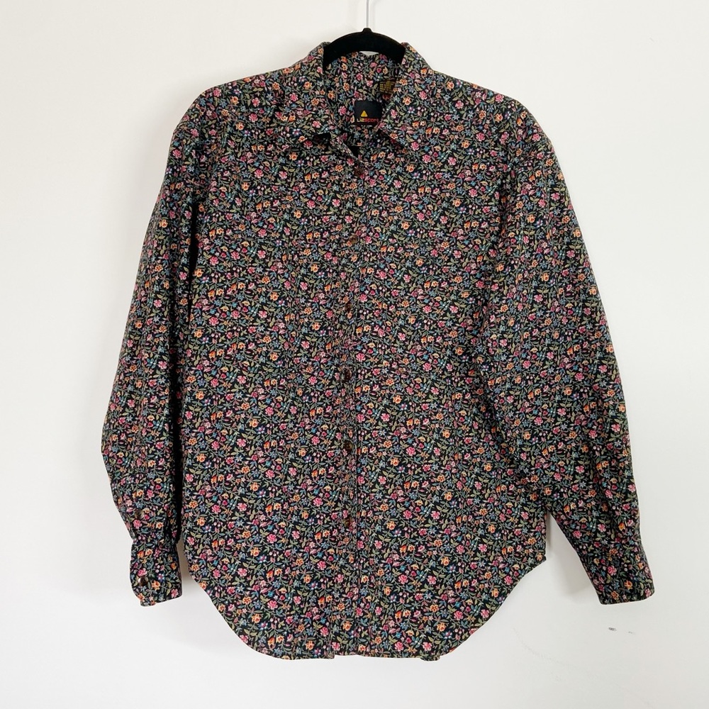 Liz Sport Shirt Button Up Ditzy Floral Print Long Sleeve - Picture 2 of 12